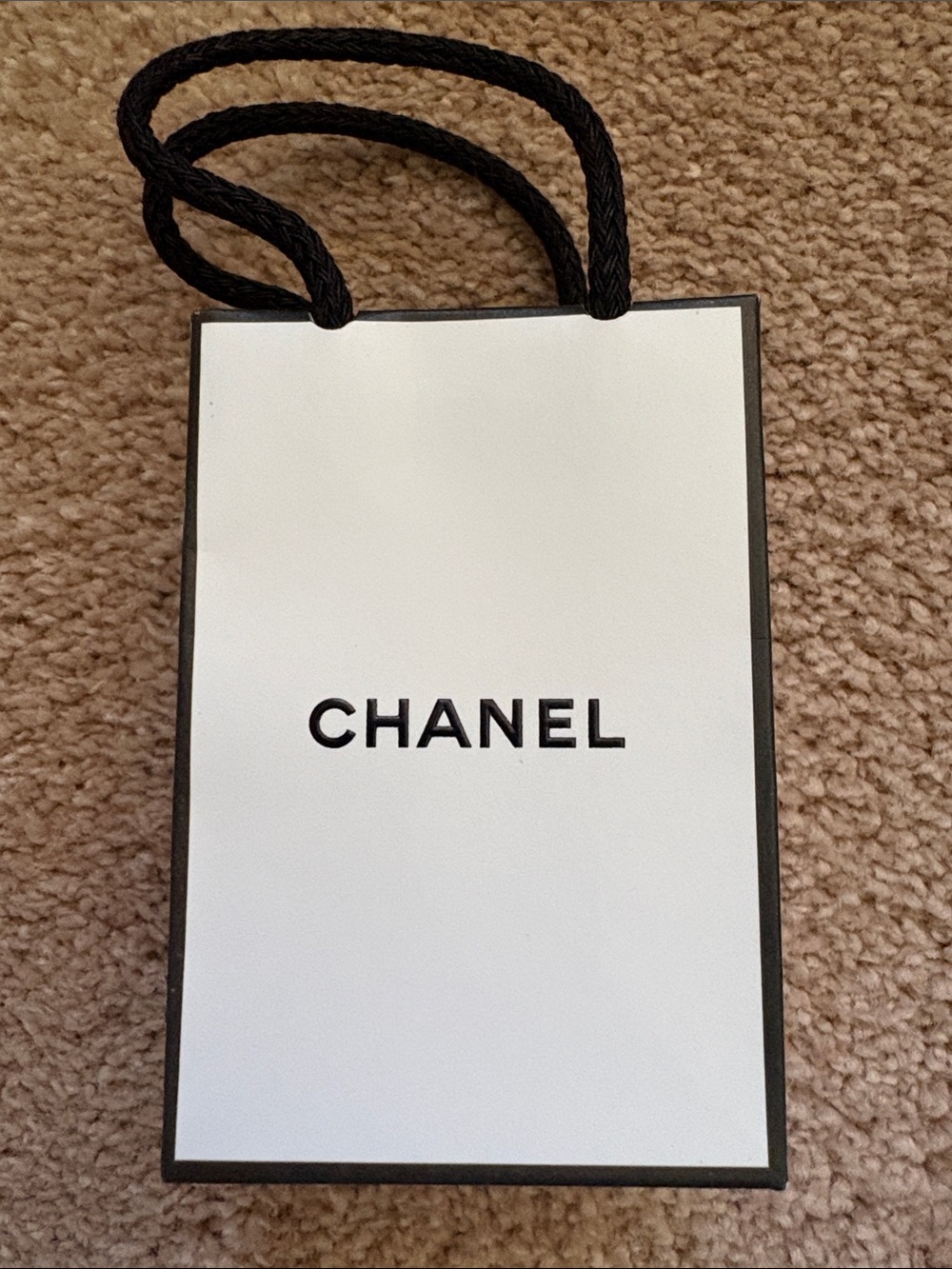 CHANEL Lipstick White and Black Logo Gift Bag with Rope Handles